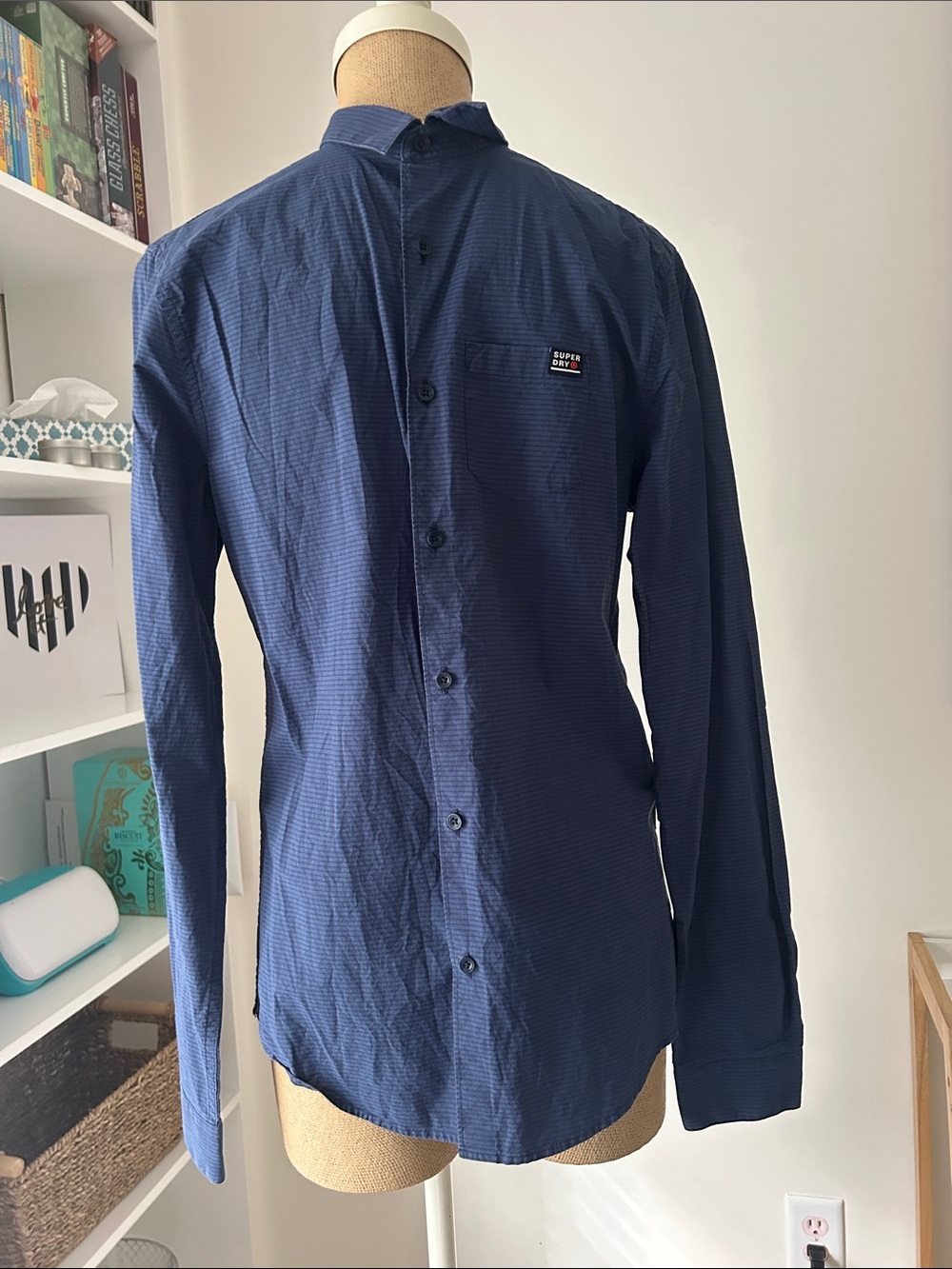 Superdry Men's Navy Button-Down Casual Shirt